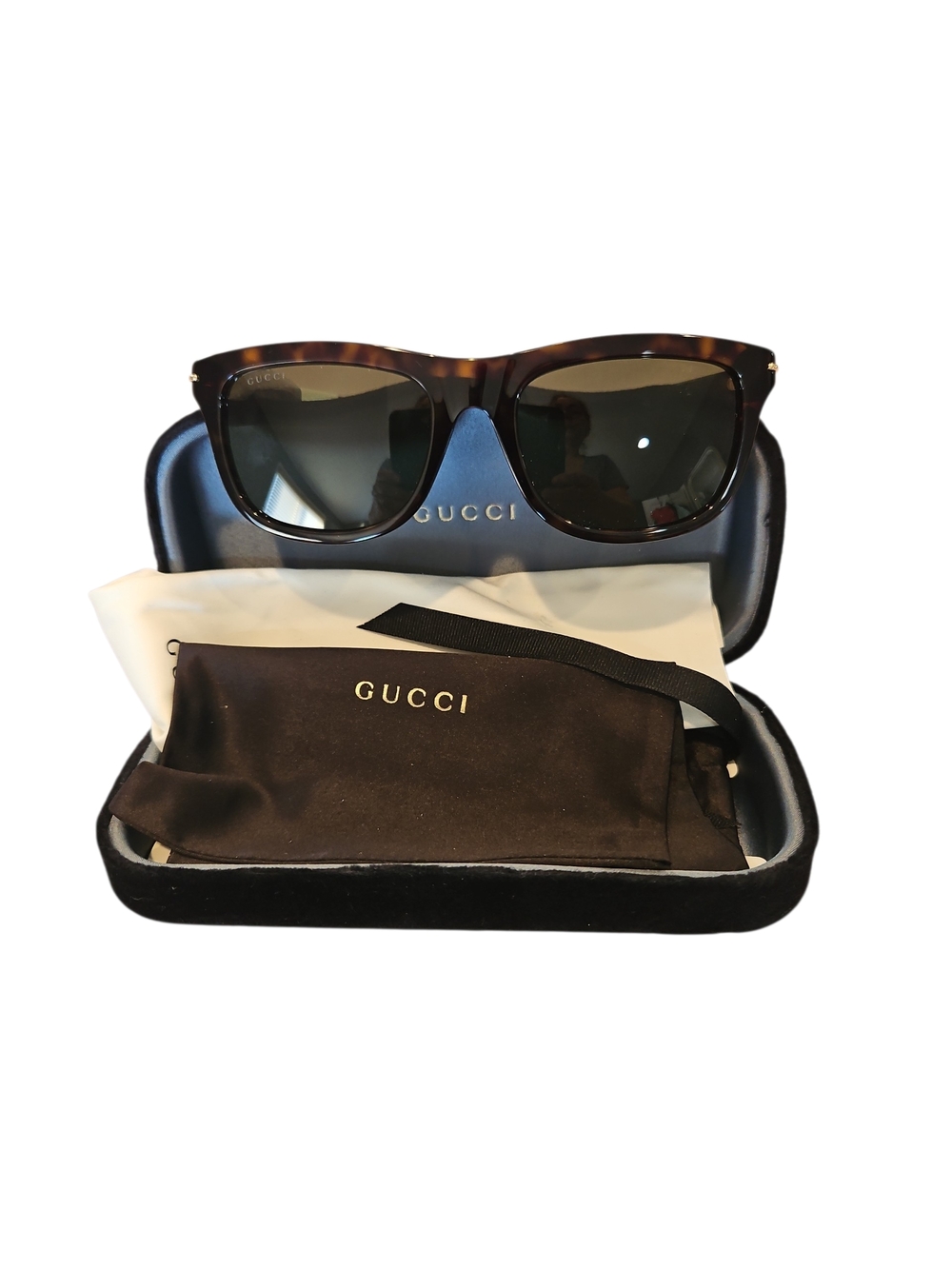 Gucci Havana Brown Green Unisex Tortoiseshell Authentic Sunglasses Made In Italy
